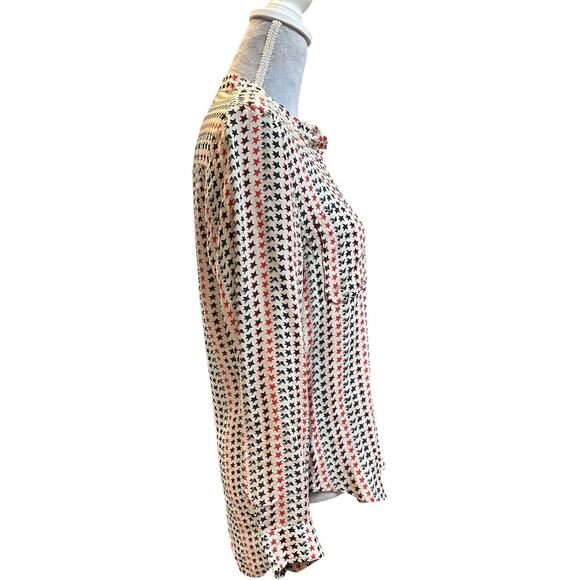 Isabel Marant Étoile Silk Blouse Red & Navy Star Dove Print – Size FR 42 / US 10 - Picture 3 of 8